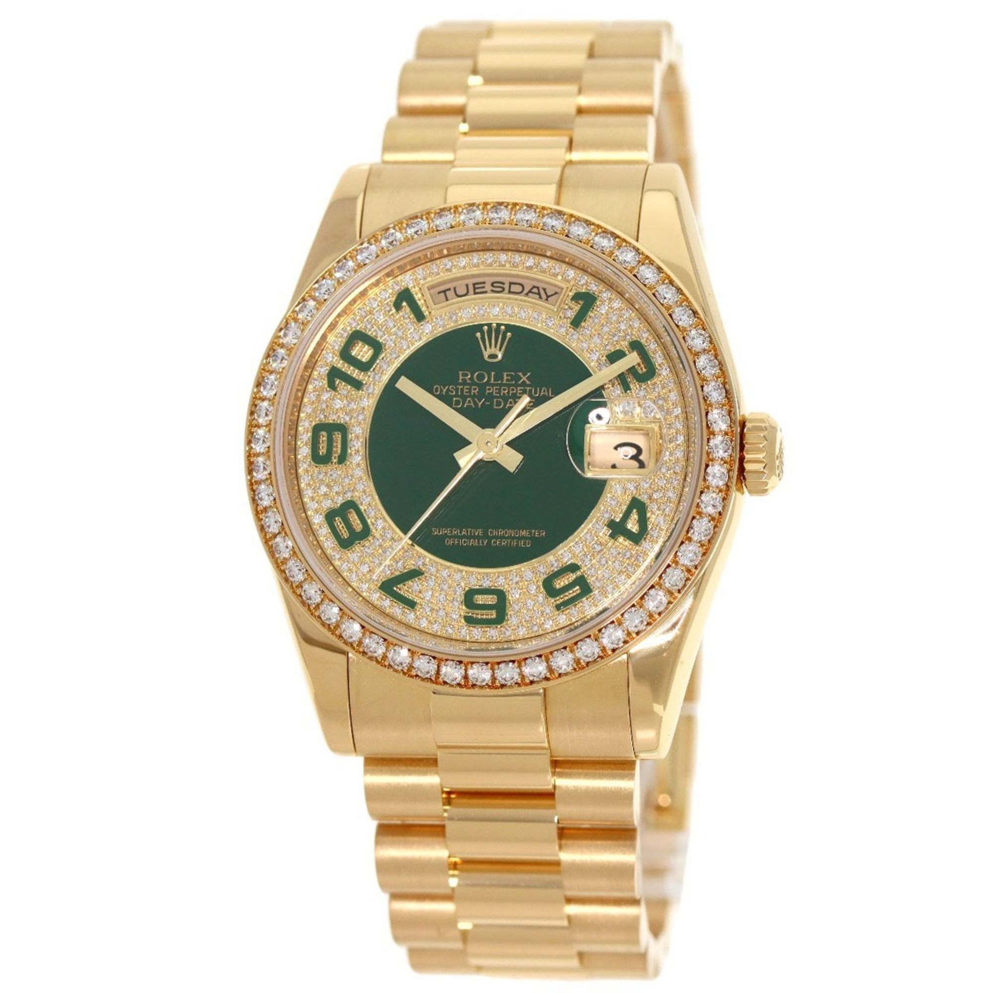 Rolex 118348ZEA Day-Date 50th Anniversary Bezel Diamond Watch K18 Yellow Gold K18YG Men's