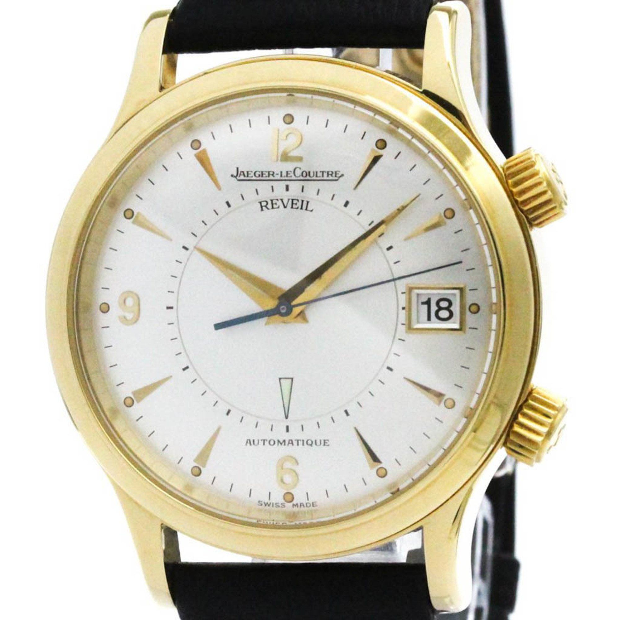 JAEGER LE COULTRE Master Reveille Memobox 18K Gold Mens Watch 141.1.97