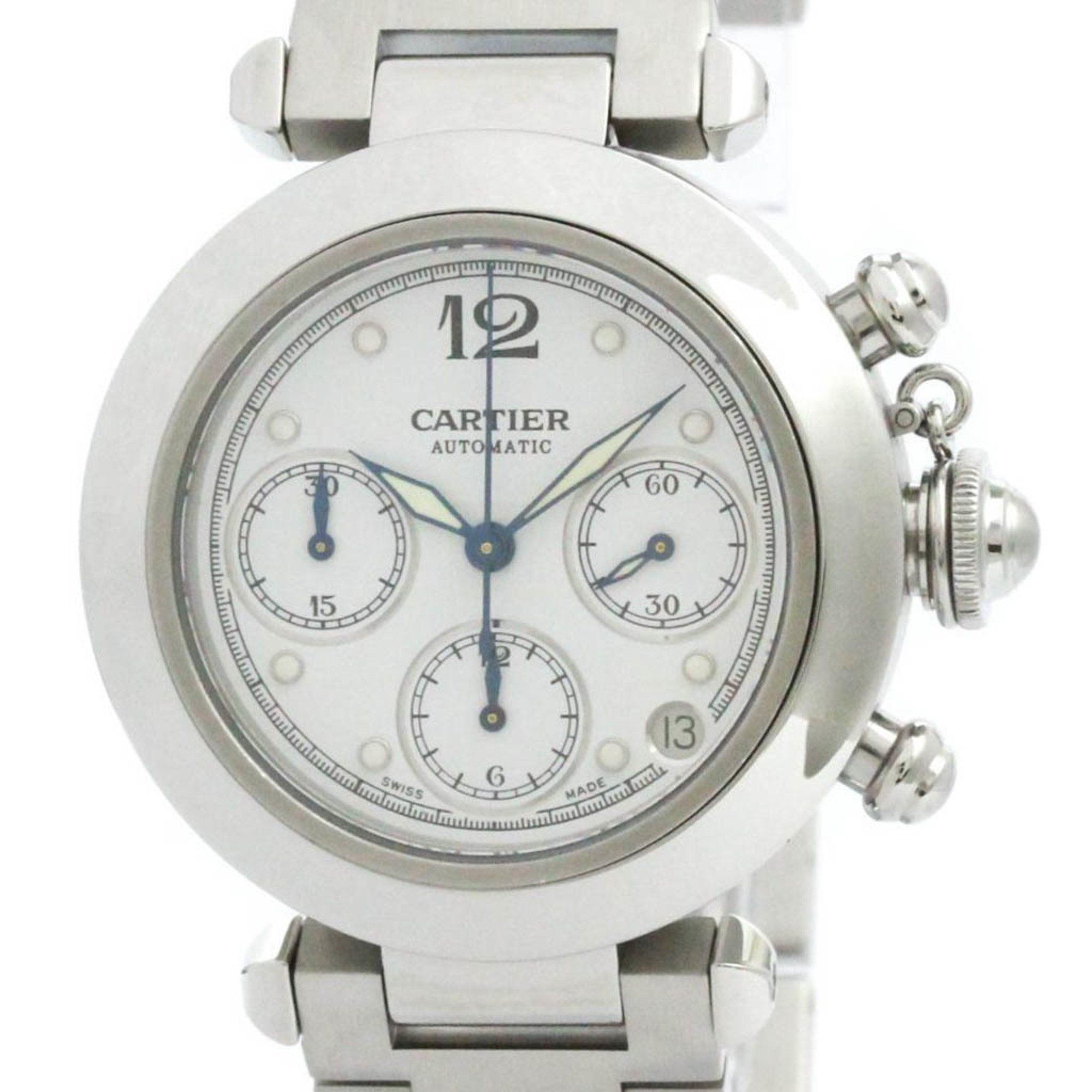 Polished CARTIER Pasha C Chronograph Automatic Unisex Watch W31039M7
