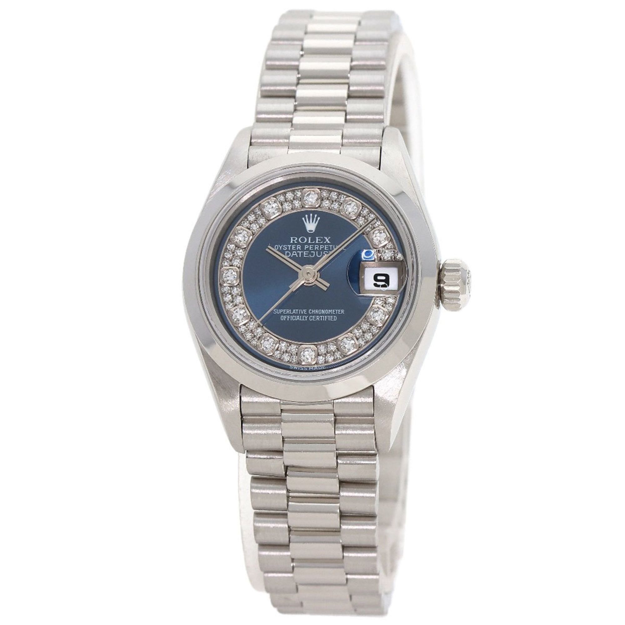 Rolex 69166G Datejust Milliard Watch Platinum PT Ladies