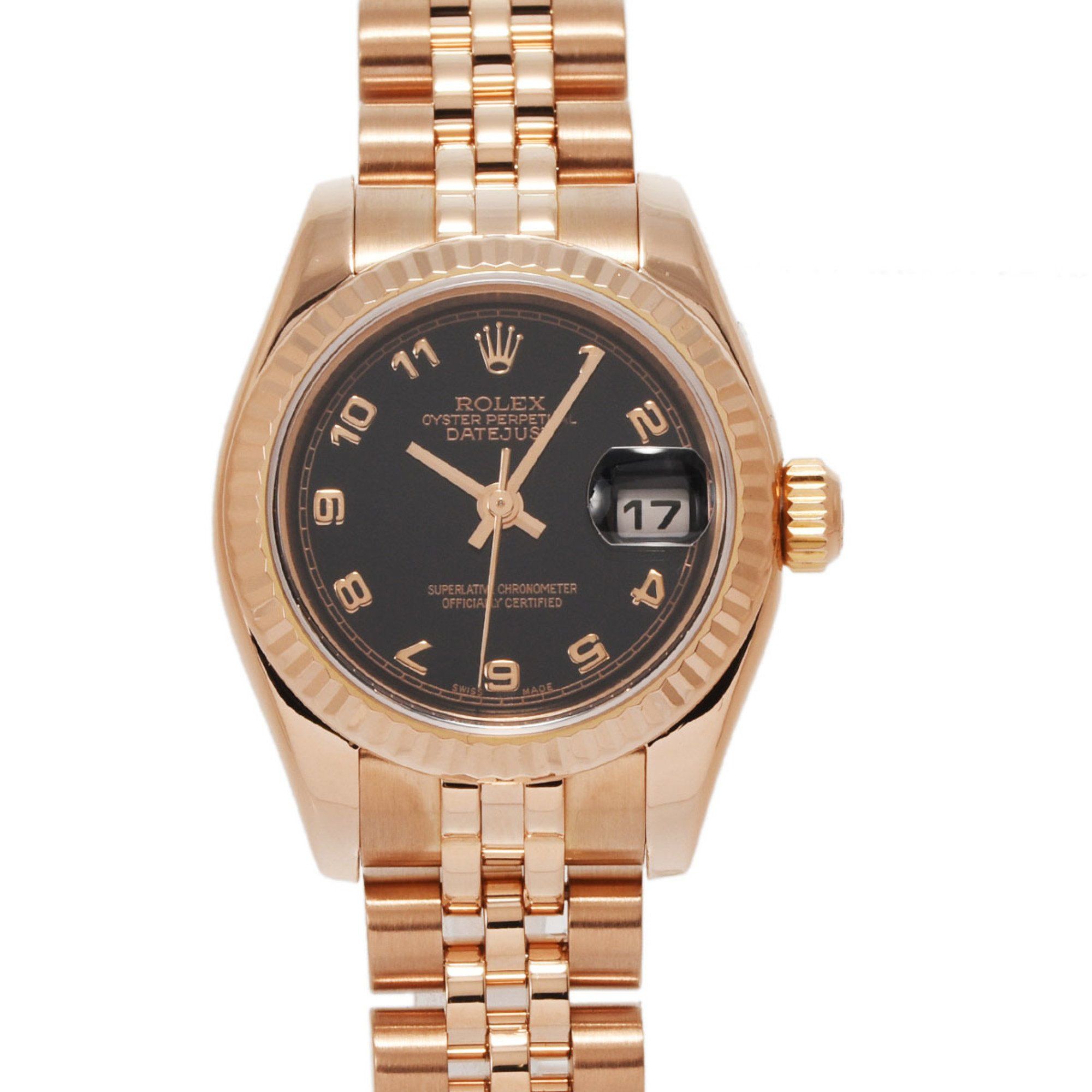ROLEX Rolex Datejust 179175 Ladies PG Watch Automatic Black Dial