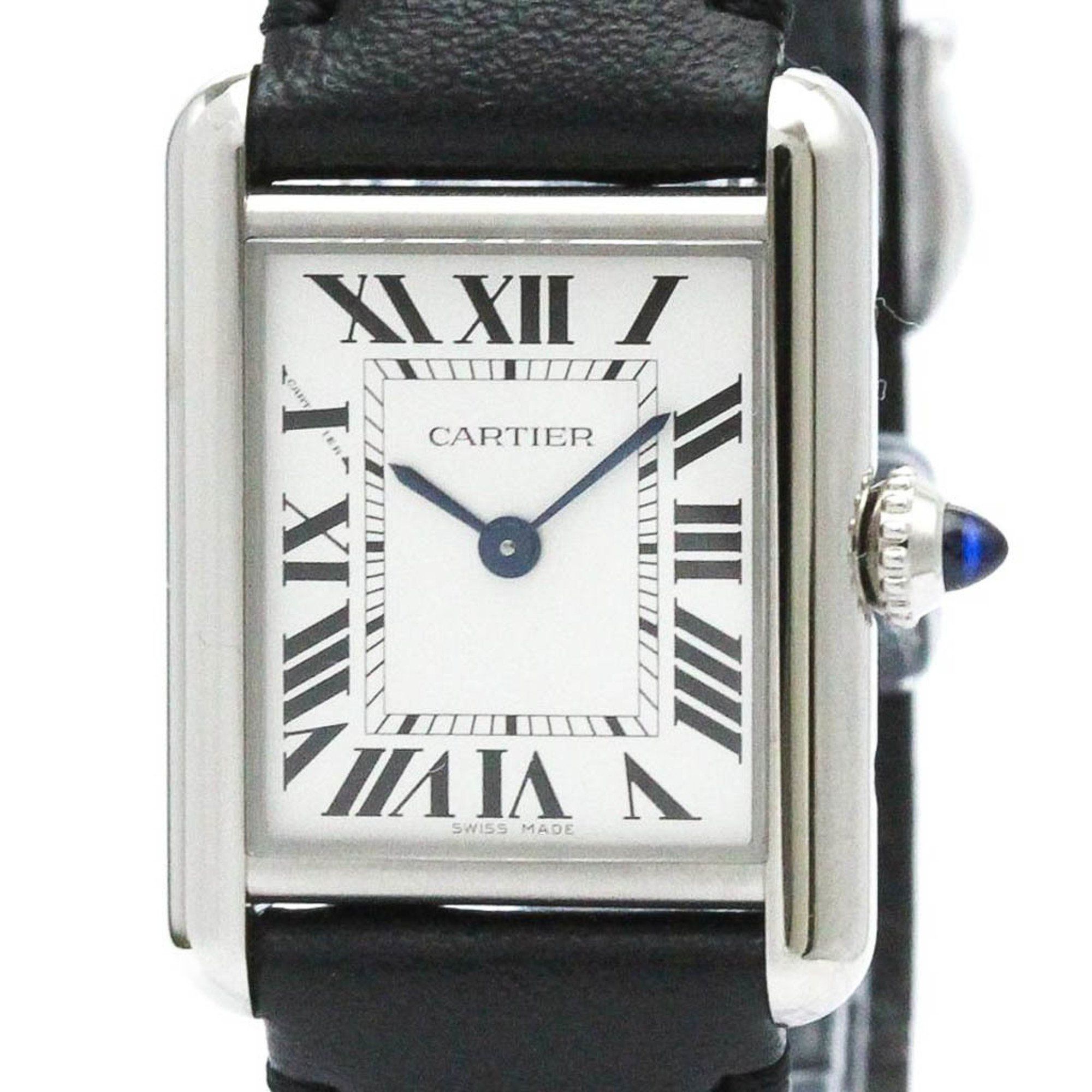 Polished CARTIER Tank Must SM Steel Solar Ladies Watch WSTA0060