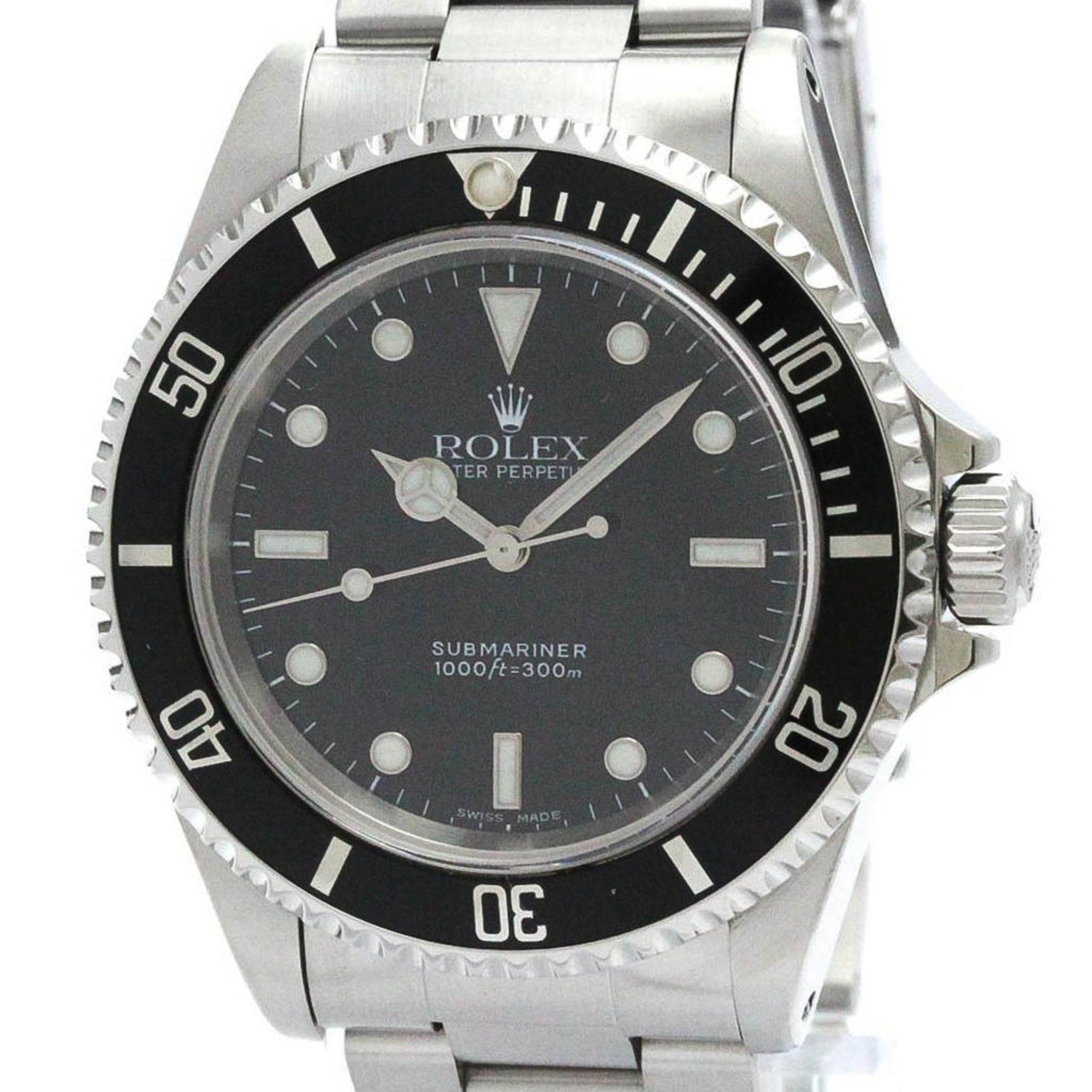 Polished ROLEX Submariner 14060 Serial A Steel Automatic Mens Watch