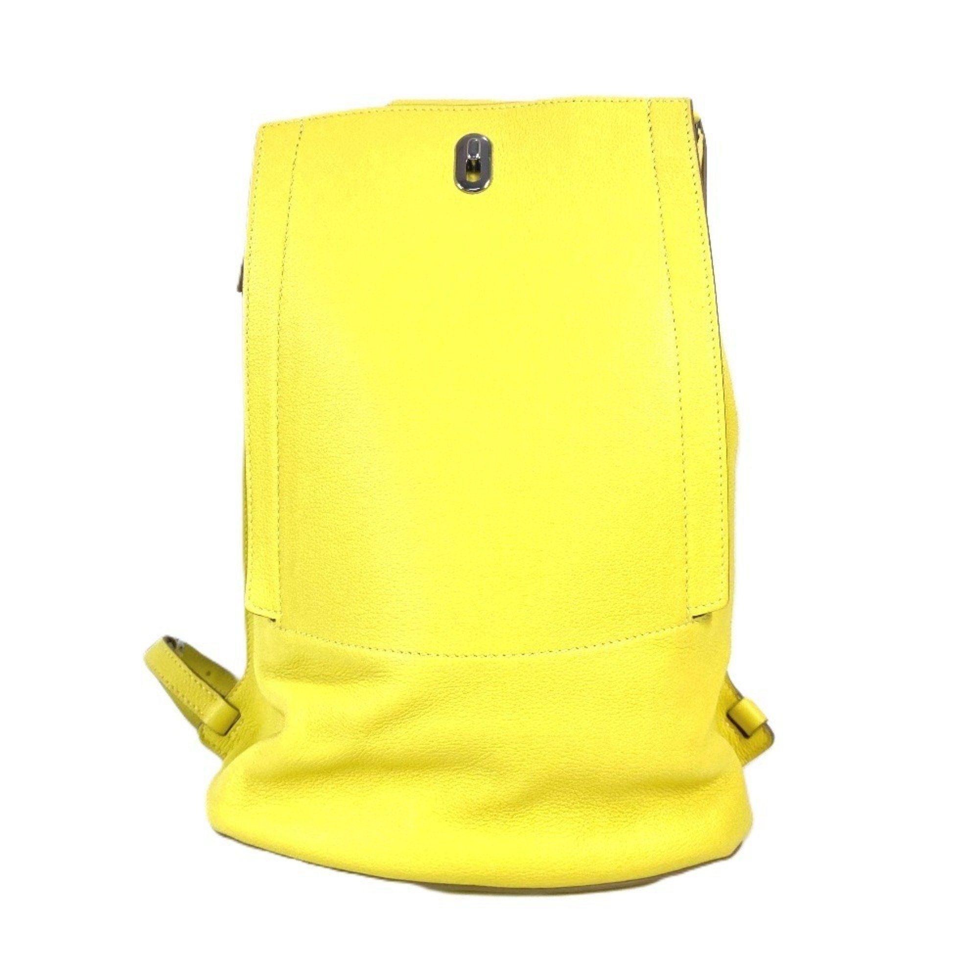 HERMES Sacado GR24 Backpack Bag Rucksack Leather Men's Women's Yellow Like New