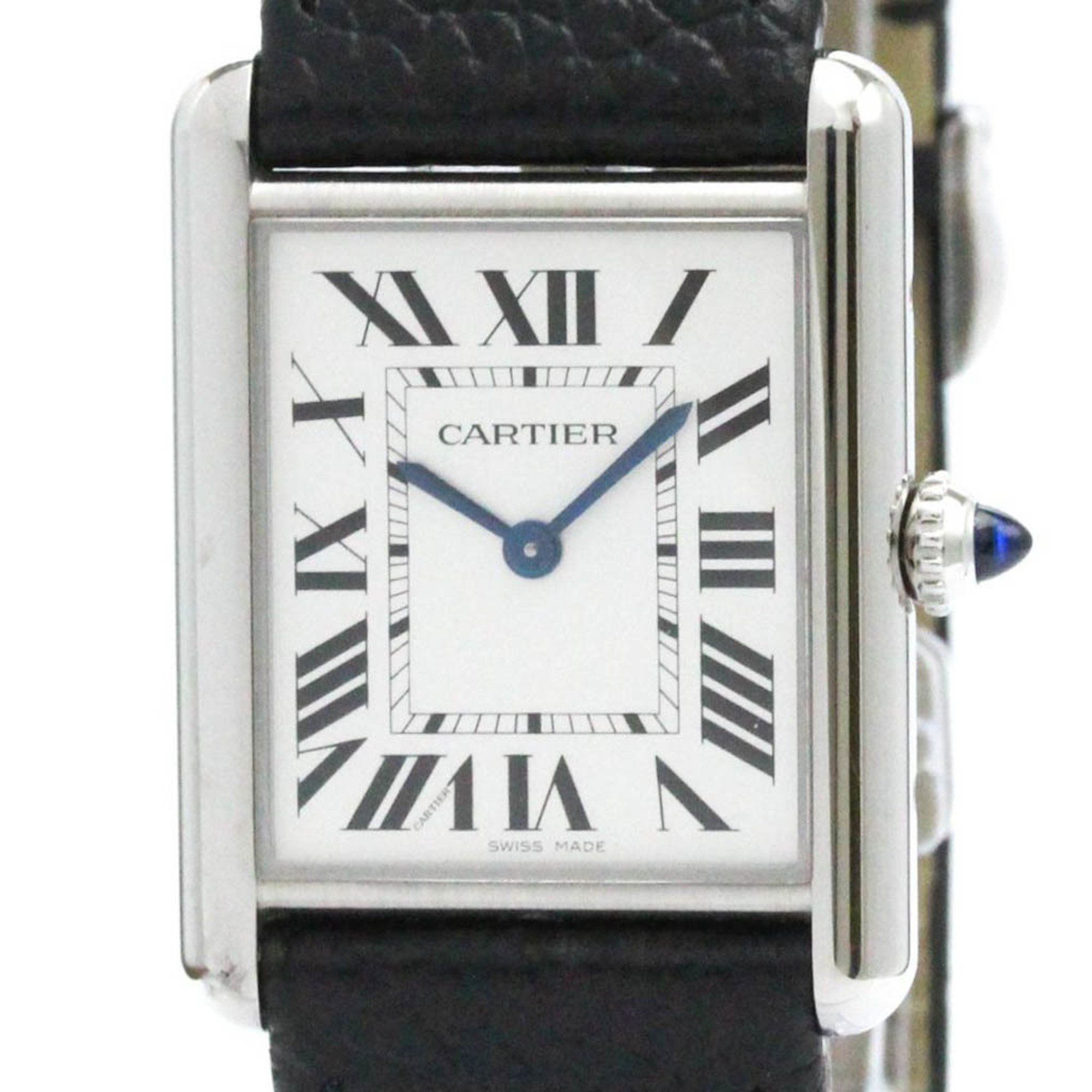 Polished CARTIER Tank Must LM Steel Quartz Mens Watch WSTA0041