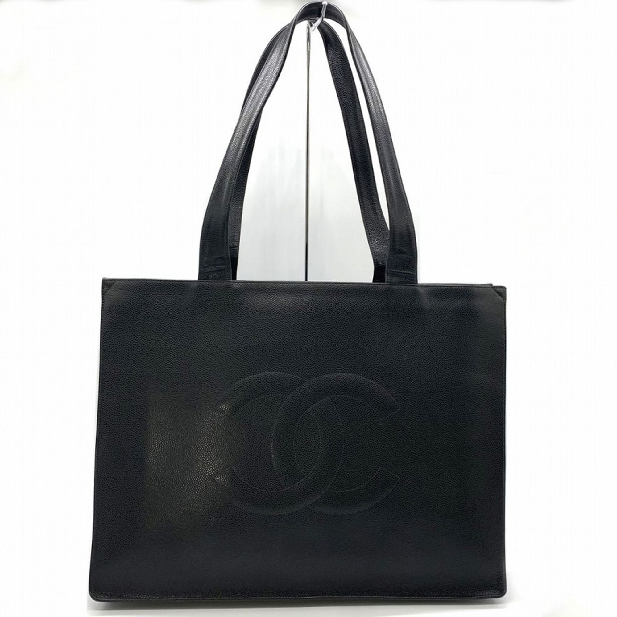 CHANEL Tote Bag Shoulder Matte Caviar Skin Black Women's
