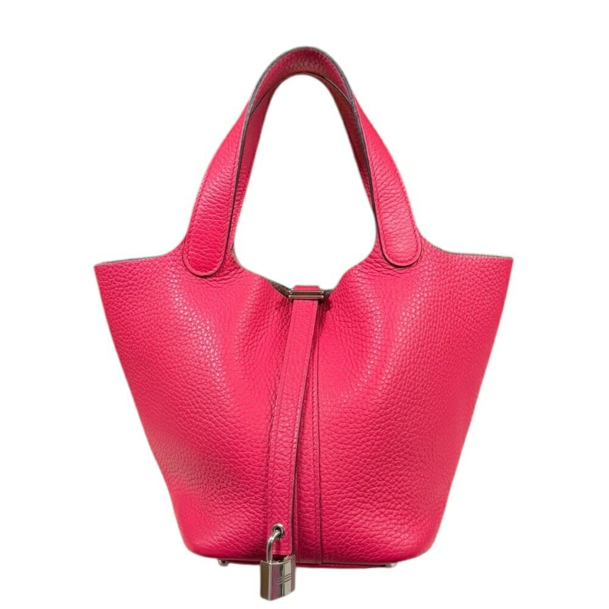 Hermes Picotin Lock PM Handbag Taurillon Clemence Pink Women's