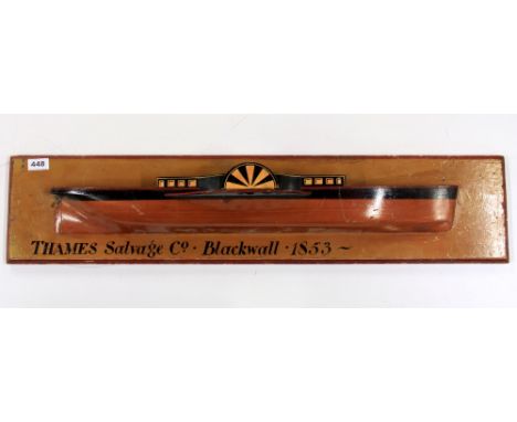A wooden "half ship" advertising item, L. 92cm, W. 20cm.