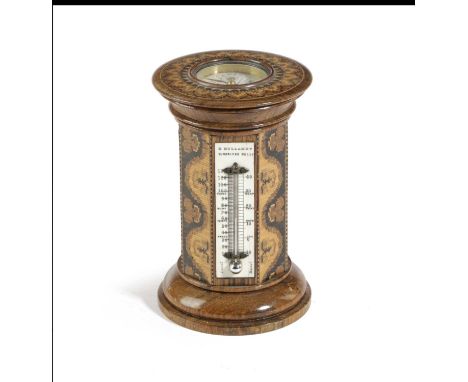 λ A VICTORIAN TUNBRIDGE WARE ROSEWOOD OCTAGONAL COMBINATION THERMOMETER AND COMPASSBY HENRY HOLLAMBY, TUNBRIDGE WELLSthe circ