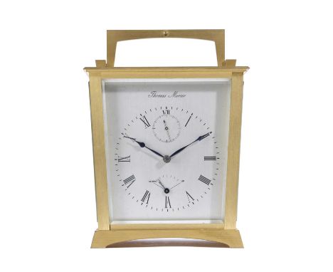 AN ENGLISH BRASS CHRONOMETER CARRIAGE CLOCKBY THOMAS MERCER, 1970sthe brass four pillar eight day chain driven single fusee m