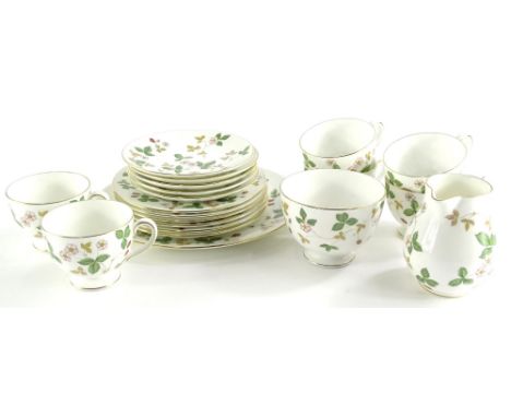 A Wedgwood Wild Strawberry pattern part tea service, to include six cups, six saucers, six side plates etc.