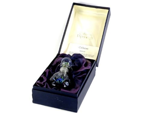 A Caithness glass ink bottle and stopper, designed by Peter Holmes, with certificate. (boxed)