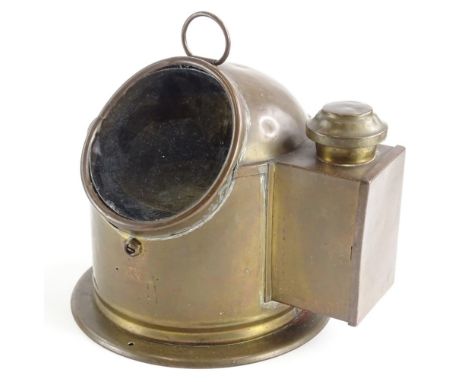 A brass ships compass, with gimbal, stamped No 7041, 25cm wide.