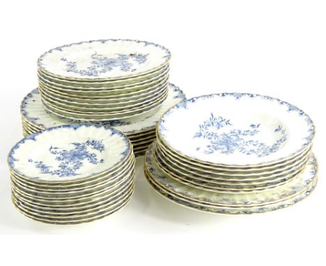 A Royal Worcester Mansfield pattern blue and white printed part dinner service, to include seven dinner plates.