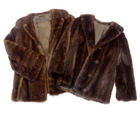 A mink fur jacket, label for Marshall and Snelgrove, and another labelled for Weald Furriers, (2).