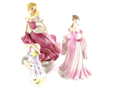 A Franklin Mint porcelain figure Cinderella, a Coalport limited edition figure Raggety Anne, and a Royal Worcester figure Gra