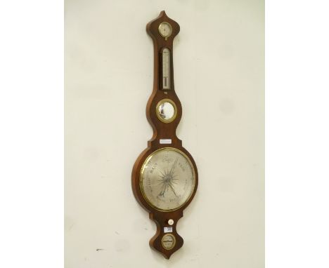 Late Victorian rosewood cased banjo barometer, signed A. Cattanio Malton, H103cm