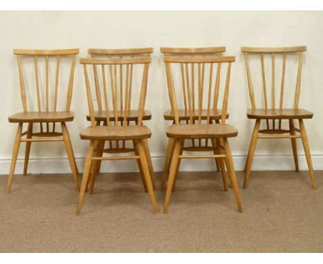 Set six Ercol ' All purpose Windsor' stick back chairs Condition Report Water marks on seats. All structurally sound. Some ma