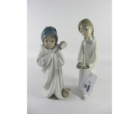 Lladro child in bath towel and child with a candle