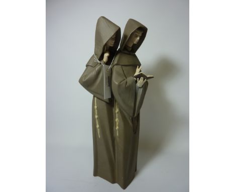 Lladro matt figure group of two monks H38cm