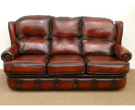 Saxon three seat sofa (W177cm), matching reclining armchair (W83cm), non-reclining chair (W82cm) and storage footstool (52cm 