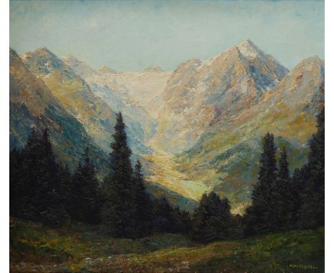 Otto Pippel1878 Lodz - 1960 Planegg - "Lisens mit Blick auf den Fernerkogel - Tirol" - Öl/Lwd. 71 x 80 cm. Sign. r. u.: OTTO 