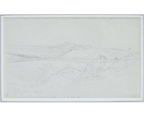 Ludwig Richter1803 Dresden - 1884 Dresden - "Ponte Nomentano su Soratte" - Bleistift/Papier. 19 x 11,4 cm (Passepartoutaussch
