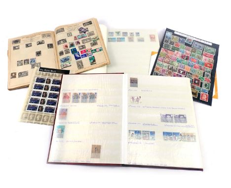 Philately. Three stamp albums and loose, including the penny black personalisation stamp, German postage worn stamps fir 1946