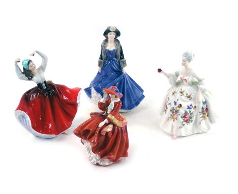 Four Royal Doulton figures, comprising Diana HN2468, Karen HN2388, Royal Worcester Especially For You, and Royal Doulton Top 