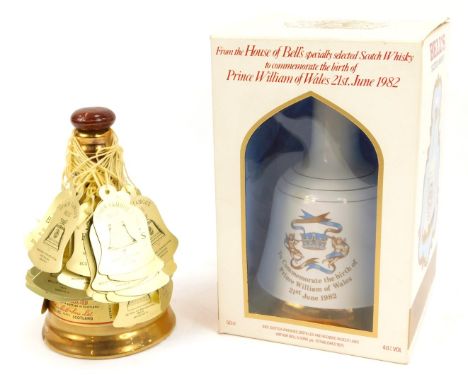 Two Bells Old Scotch Whisky decanters, comprising The Celebration Scotch, Princes William of Wales 21st June 1982, and a smal