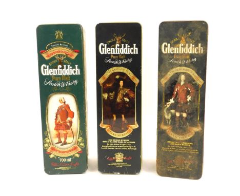 Three Glenfiddich Scotch Whisky boxes.