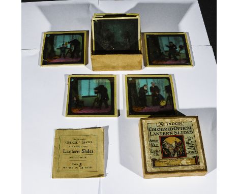 A collection of Indcol Coloured Lantern Slides, set of twelve slides. Titled Naughty Norman the Boy who Would not be Photogra