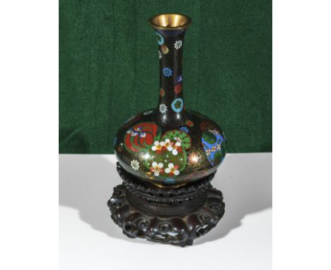 A cloisone vase on stand. (20cm tall with stand)