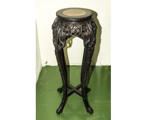 Chinese hard wood stand with marble top.