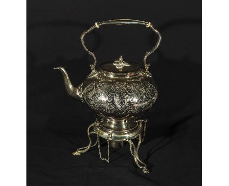 Large silver plated spirit kettle and stand