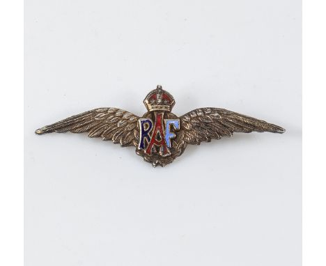 A silver and enamel RAF brooch