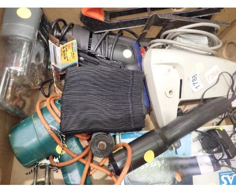 Box of mixed tools and fixings including drills. Not available for in-house P&amp;P 