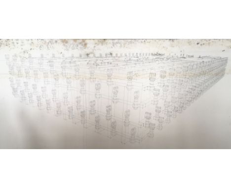 WANG DU. Architectural drawing on canvas, 106cm x 218cm. (ARR)