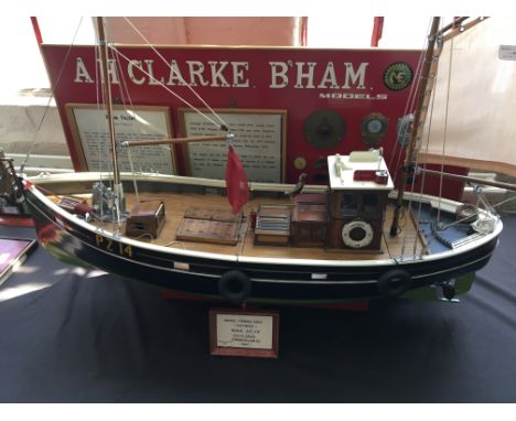 A model by Arnold Clarke, fishing boat “Katreen” scale 3/4”=1’0” built in 1947, with electric engine RC. 91cm length