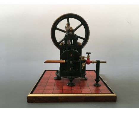 A model by Arnold Clarke of the double-action oscillating engine, painted green on base