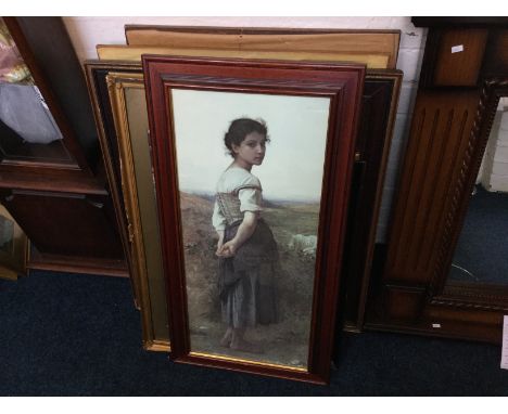 A collection of framed prints after works by Vermeer, Constable, Morland, Manton, and others, of various sizes, depicting fig