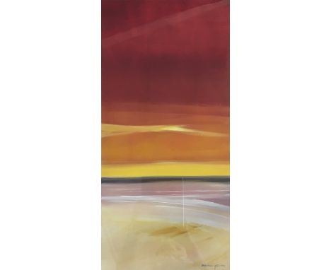 BRIAN EDEN. Two oil on boards, Light Over Blue Water and Red Glow Over Beach, 60cm x 50cm and 48cm x 78.5cm.
