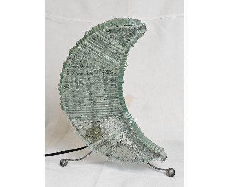 Table lamp, contemporary crescent shaped from glass fragments. H.40cm. 