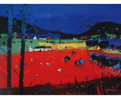 HAMISH MACDONALD (1935-2008) Cadmium and Blue Lithograph 58/600 Signed 28 x 37cm Together with four other works