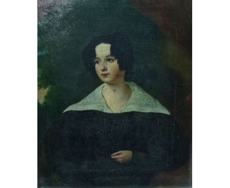 19th Century English School Portrait of a Young Lady Oil on canvas 29 x 24cm