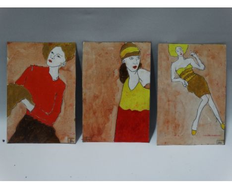 BEN CARRAVICK (b.1980) Three portrait studies Mixed media Each signed 29.5 x 20cm