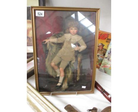 A mid 20th century framed and glazed Lithographic print of a boy