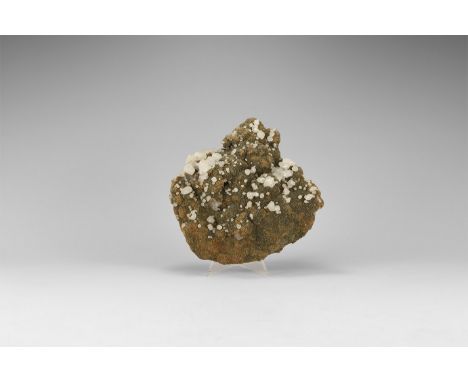A large specimen with siderite, calcite and barite crystals on a matrix, in white card tray. 1 kg, 15cm (6"). From the histor