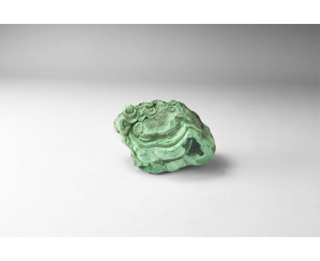 A large piece of dark and pale green malachite. 2.06 kg, 15cm (6"). From the historic ‘Victorian Museum’ and later collection