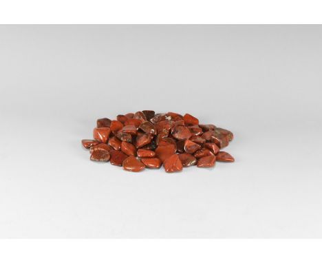 A group of fifty cut and polished deep red brecciated jasper specimens. 275 grams total, 19-28mm (3/4 - 1"). From the histori